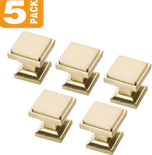 Load image into Gallery viewer, Satin Brass Square Cabinet Knobs - SHKM002-BRS-5
