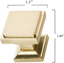 Load image into Gallery viewer, Satin Brass Square Cabinet Knobs - SHKM002-BRS-5