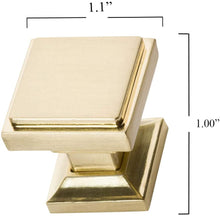 Load image into Gallery viewer, Satin Brass Square Cabinet Knobs - SHKM002-BRS-5
